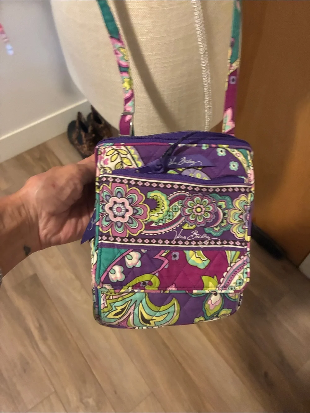 Vera Bradley Purple Floral Paisley Quilted Crossbody